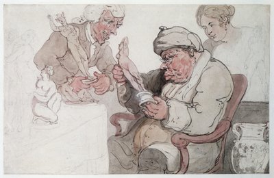 鑑定家（紙にペン、トイレ、鉛筆） 作： Thomas Rowlandson